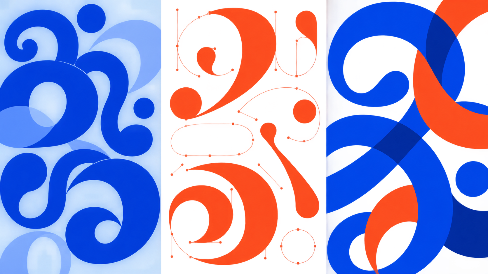 Original brand explorations inspired by glyph curves and Bézier anchors